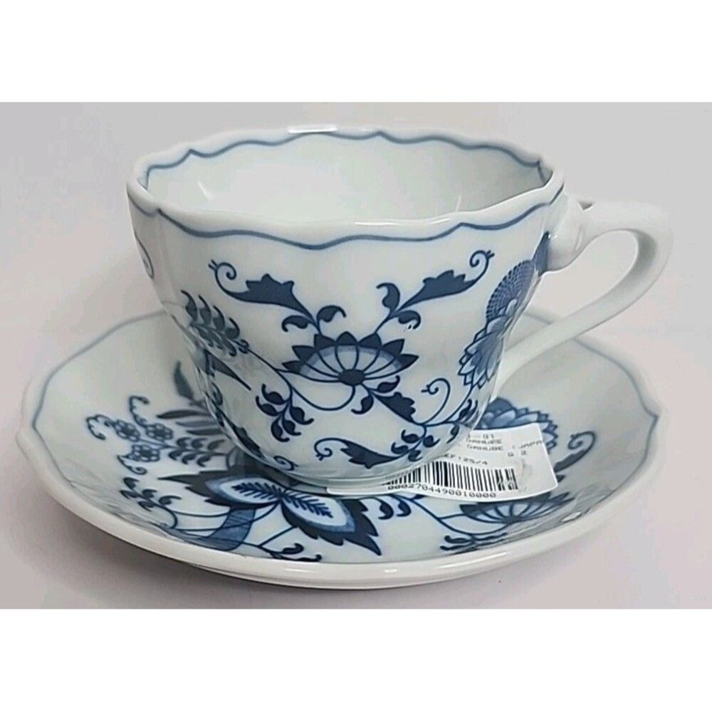 Blue Danube Tea Cup & Saucer Set Floral Onion Rectangle Stamp